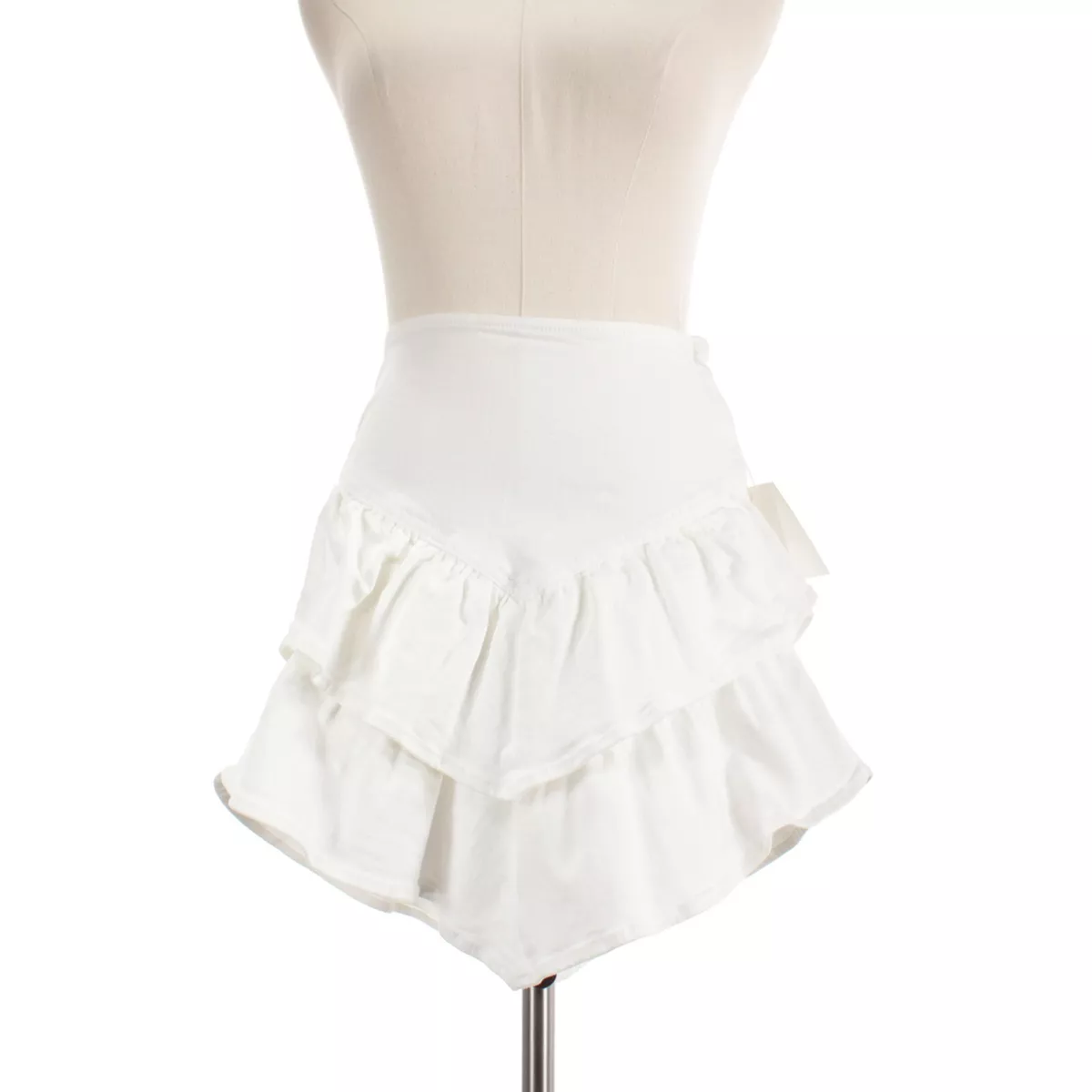 White denim ruffle skirt top