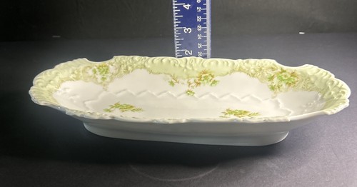 Antique Hermann Ohme 11.75” Celery Dish Lt. Green Floral Nieder-Salzbrunn - 第 6/9 張圖片