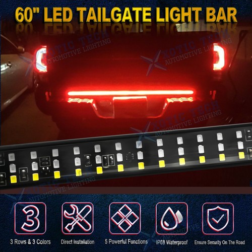 60'' 5-Functions 3 Row LED Tail Gate Strip Light Bar For Toyota Tundra 4Runner - Picture 2 of 13
