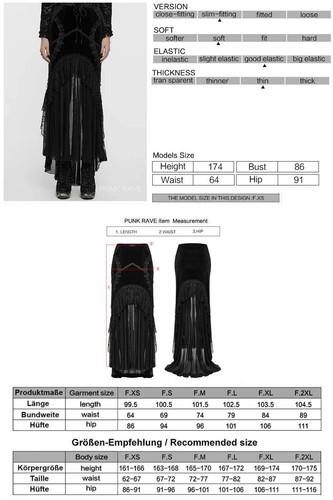 PUNK RAVE Gothic Rock Lang Schwarz Samt mit viel Tüll Goddess Skirt EDEL GOTIK - Bild 2 von 10
