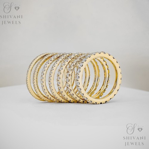 Zertifiziert 14k Gold echter Diamant VOLL Ewigkeit Band Ehering Stapelring - Bild 9 von 14