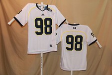 MICHIGAN WOLVERINES Adidas 98 FOOTBALL JERSEY Small NWT white  65 retail