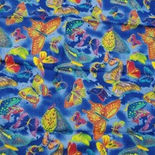 Timeless Treasures Blue Butterfly Fabric 1/2 Yard Cotton 1999