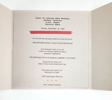 1989 Napa Valley CA School For American Chefs Beringer Vineyar Vintage Menu