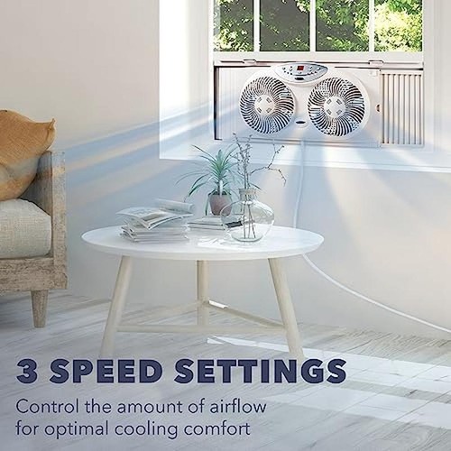 8.5" Twin Window Fan Reversible Airflow Thermostat Remote Control 3 Speeds New - Picture 4 of 7