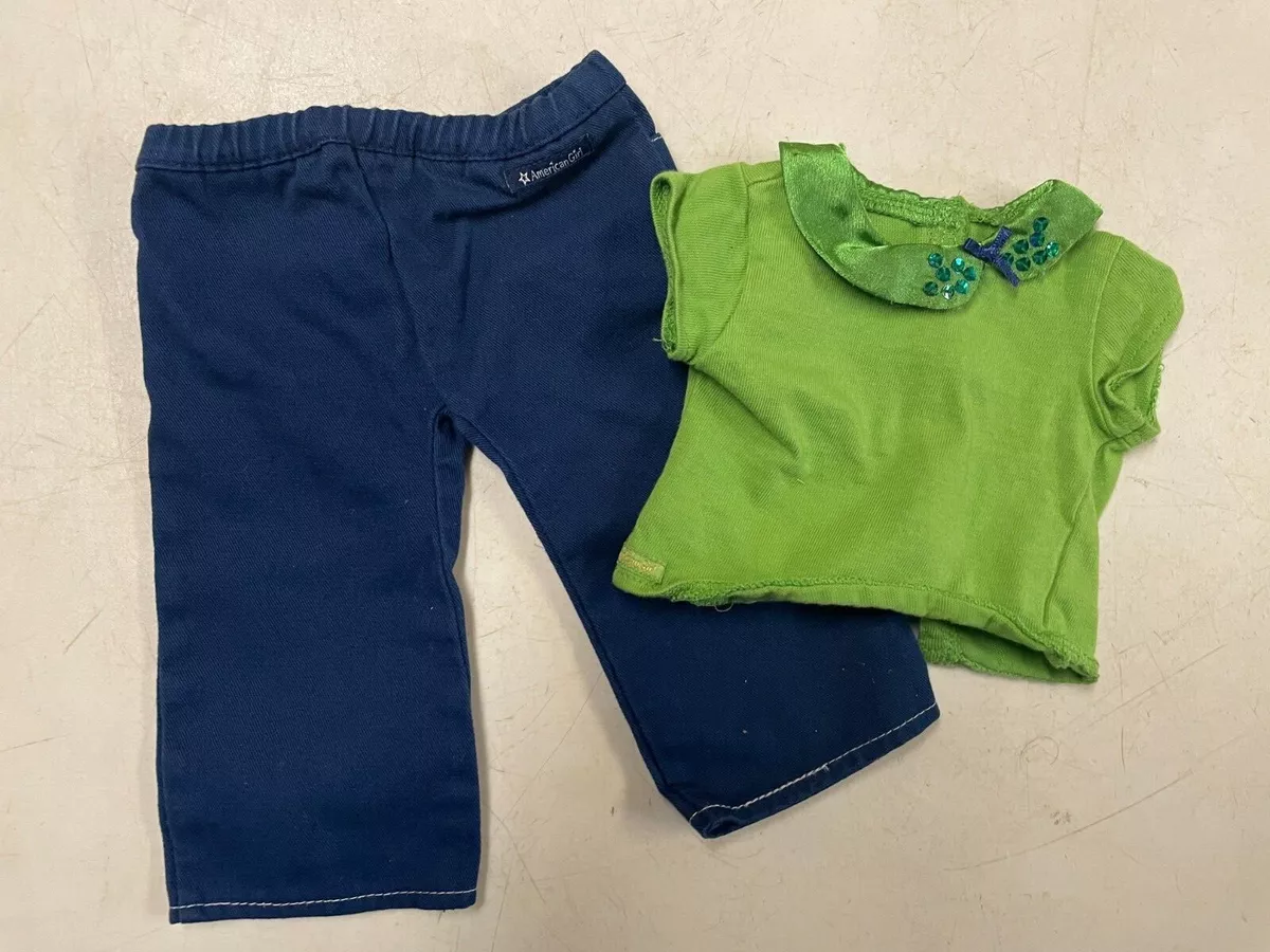 blue pants and green shirt