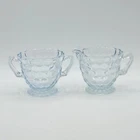 Vintage Anchor Hocking Bubble Sapphire Blue Creamer & Open Sugar