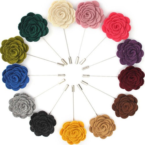 CAMELLIA LAPEL PIN Handmade Wool Fabric Flower Rose Brooch Jacket Wedding Party - Picture 4 of 48