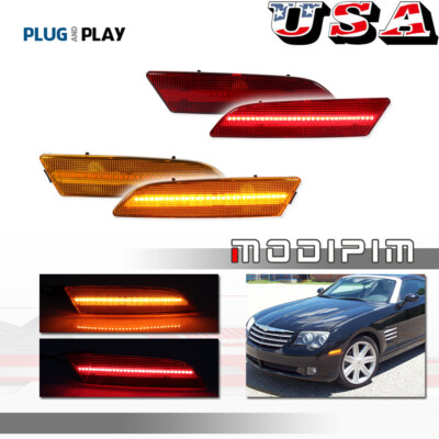 4x OE-Style A&R LED Front & Rear Side Marker Lights For 04-08 Chrysler Crossfire