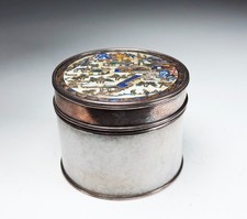 Antique Chinese Enameled Silver and Jade Jadeite Covered Box