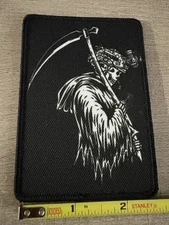 Skelton Reaper Military Operator Patch Hook Loop Skull Print Death Fighter
