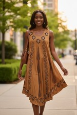 Sleeveless Boho Summer Dress Floral Print & Flowy Hemline Free Size/One Size