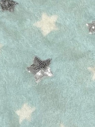 Girls Fuzzy Plush Blue & Silver Sequin Star Print Sweater X-Large (14-16) - Picture 2 of 2