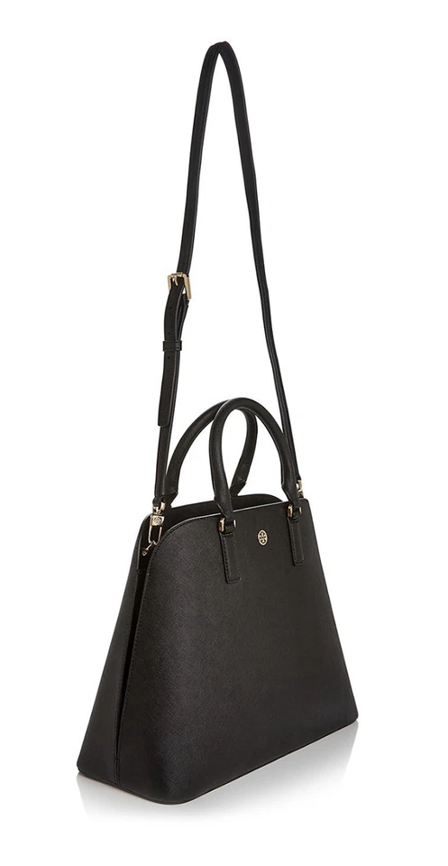 NWT Tory Burch Robinson Dome Convertible Strap/Handle Black Leather Satchel - Image 4 of 4