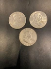 3 x 90% Silver Franklin Half Dollars