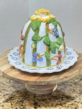 VTG  Tracy Porter Handpainted Ceramic Cheese Dome & Plate Zrike Co Philippines