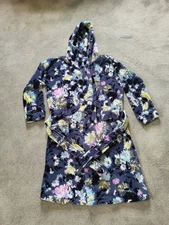 VERA BRADLEY FLEECE HOODED ROBE Chrysanthemum Crush Floral Soft Cozy Size S/M