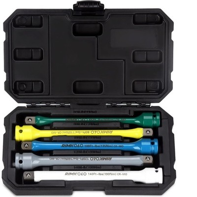 1/2'' Drive Torque Limiting Extension Bar Set, 5-Piece Impact Torque Limiter Set