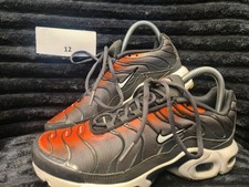 Original Unisex Nike Air Max Plus Tuned 1 GS Black Orange Trainers 4.5