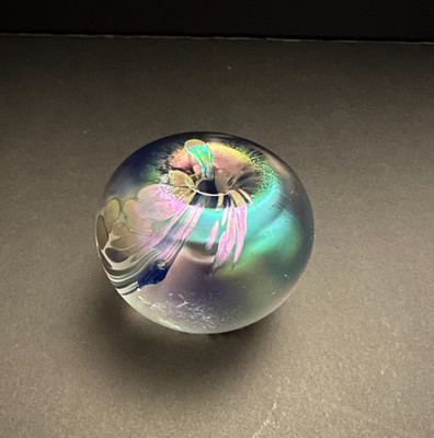 VTG Paperweight- Maytum Studios 1999 dichroic iridescent glass- signed and dated