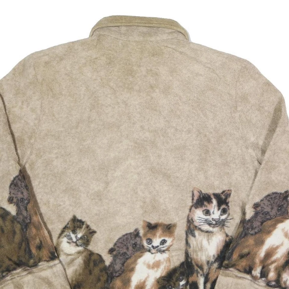BLAIR Womens Beige Polyester Zip Jacket XL Plain Cat Print Cozy Casual - Image 4 of 4