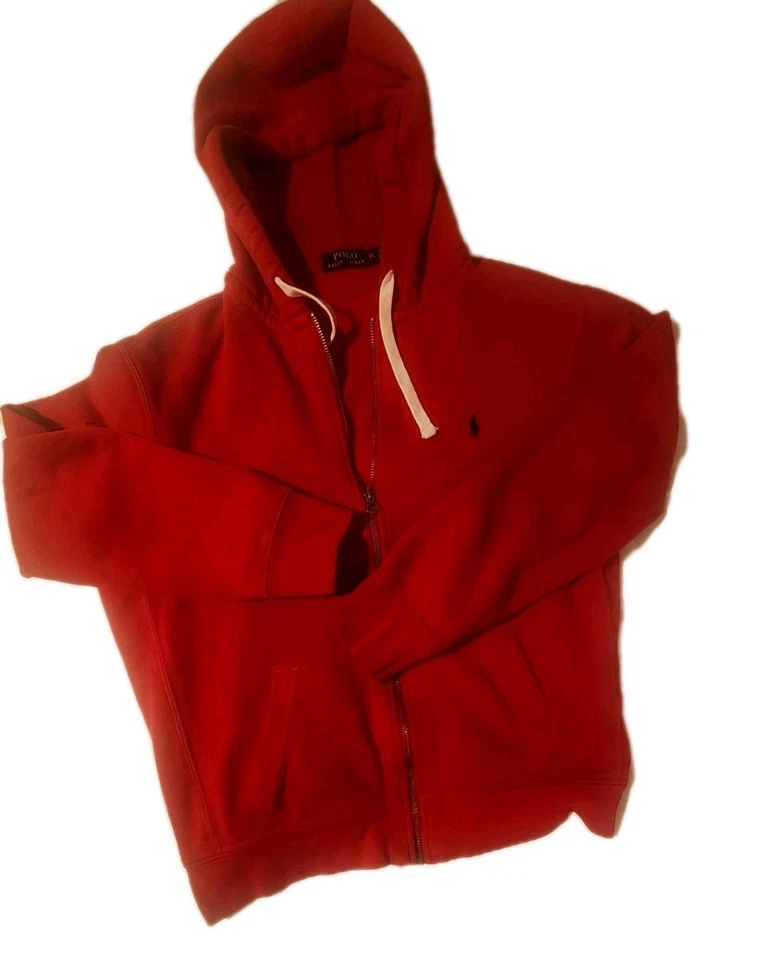 POLO Ralph Lauren Hombres Rojo Cremallera Completa Sudadera con Capucha TALLA XL Foto 3 de 4