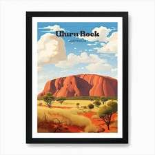 Uluru Rock Ayers Rock Art Illustrat Framed Wall Art Poster Canvas Print Picture