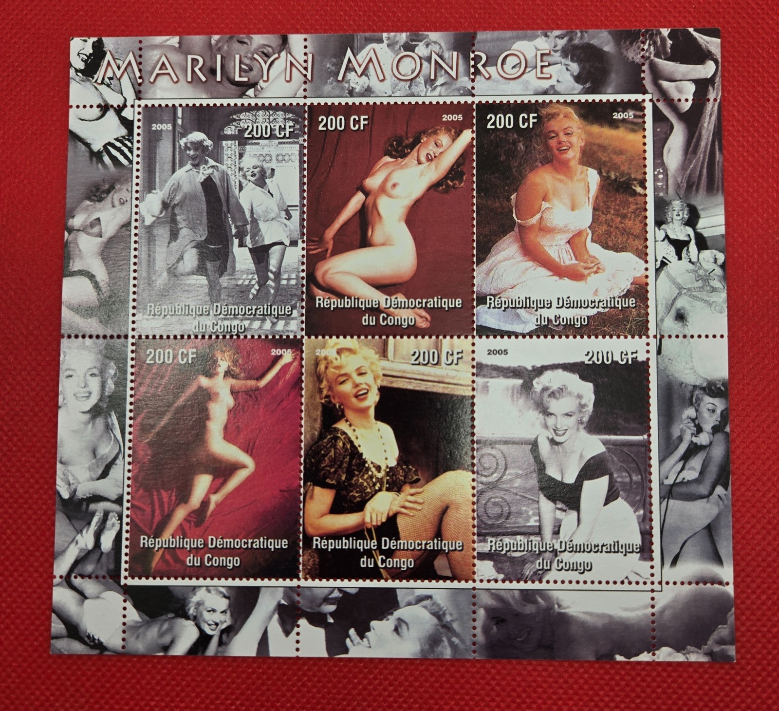 Marilyn Monroe Stamp Sheets Set of 4 Benin Congo Rwanda 2000s Mint Unused Lot
