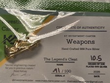 Investment Caster Legend&rsquo;s Cleat 10.6g .999 Silver 24K Gold Plated #91/100