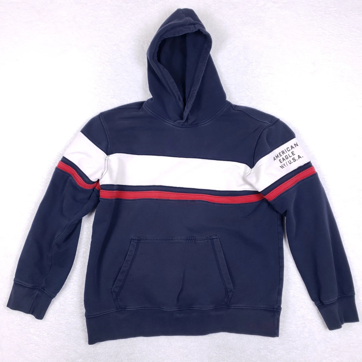 Pull Rayé American Eagle Outfitters - Femme Taille XS - Bleu Marine Et Rouge - Très Bon état