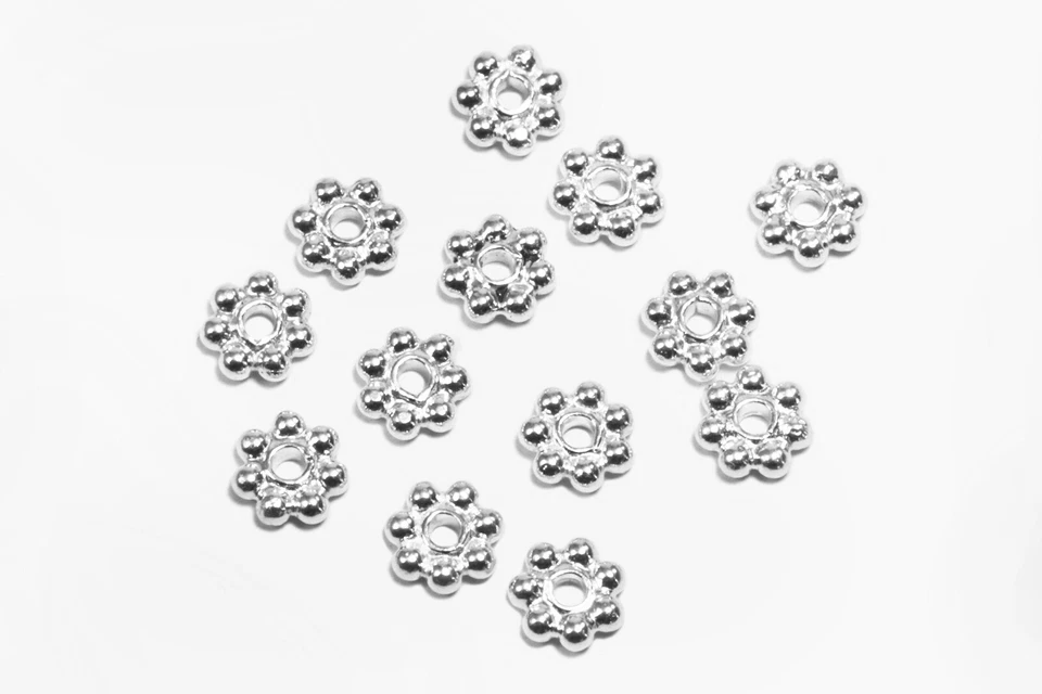 Inwaria Perline 925 Argento Fiori Ø 3/5/6 Mm Perline Spacer Perla, SS170 - Immagine 2 di 3