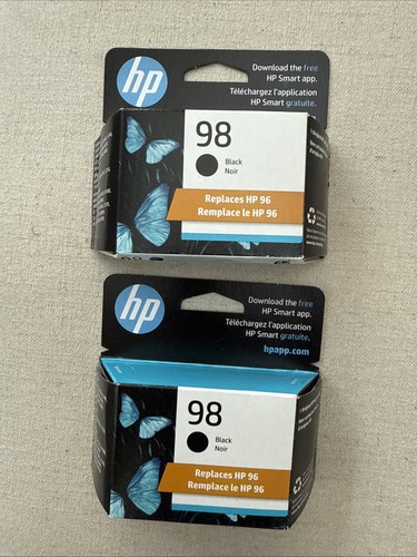Lot of 2 HP98 Black Ink Cartridge Genuine, Sealed 7/2026 Expiration