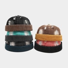 Men Denim Beanie Adjustable Sailor Hat Harajuku Style Streetwear Hip-Hop Cap New