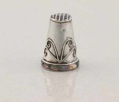 Sterling Silver Abalone Thimble 11/16'' Opening Size 11