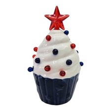 Hobby Lobby Patriotic Light Up Cupcake Ceramic 4th Of July Red White Blue