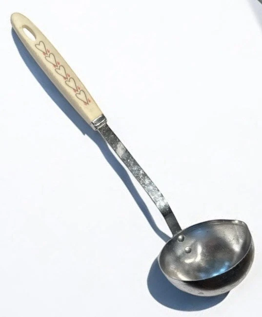 Androck Stainless Steel Ladle White Heart Pattern Small Gravy Sauce Server USA