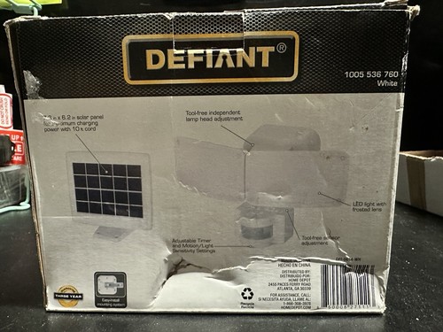 Defiant 180° Bianco Sensore di Movimento Energia Solare Esterno 2 Teste Proiettore LED - Foto 4 di 4