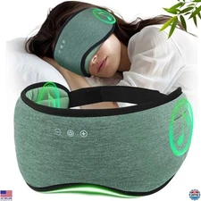 Bluetooth 5.4 Sleep Mask Headphones - Bamboo Cotton Wireless Eye Mask with HD