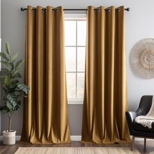 Velvet Curtains, 84 Inch, 2 Panel Set, Super 52"W x 84"L Pack of 2 Gold Brown