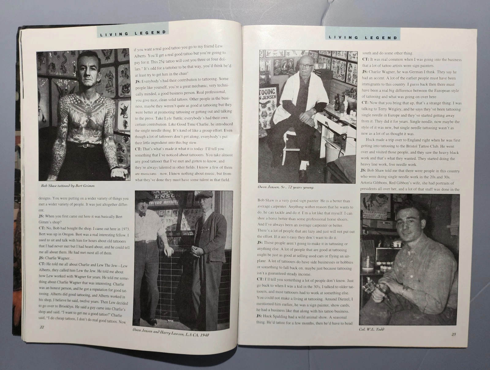 original vintage '92 intl tattoo art #1 mag col todd bob shaw photos cards flash image 6