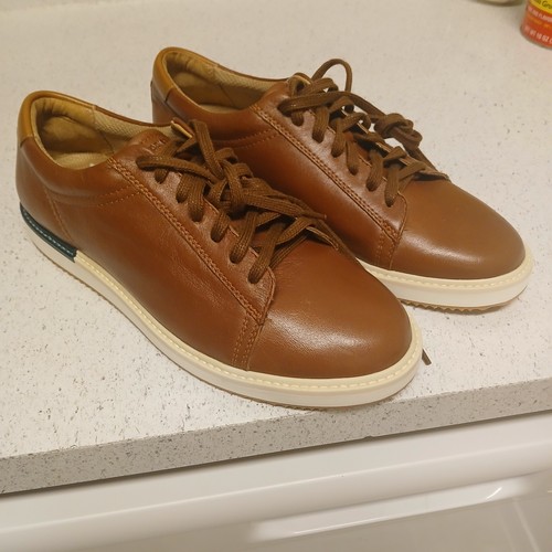 Hush Puppies Mens Size 9 Cognac Brown Leather Bounce PLUS Casual Sneaker Shoes