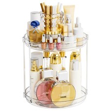Clear 360 Rotating Bathroom Counter Organizer,2 Tier Spinning Perfume Organiz...