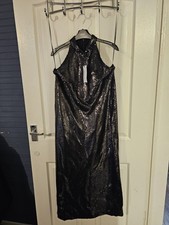 Size 10 RO&ZO at NEXT black Sequin midi   Halterneck Dress, party evening dress 