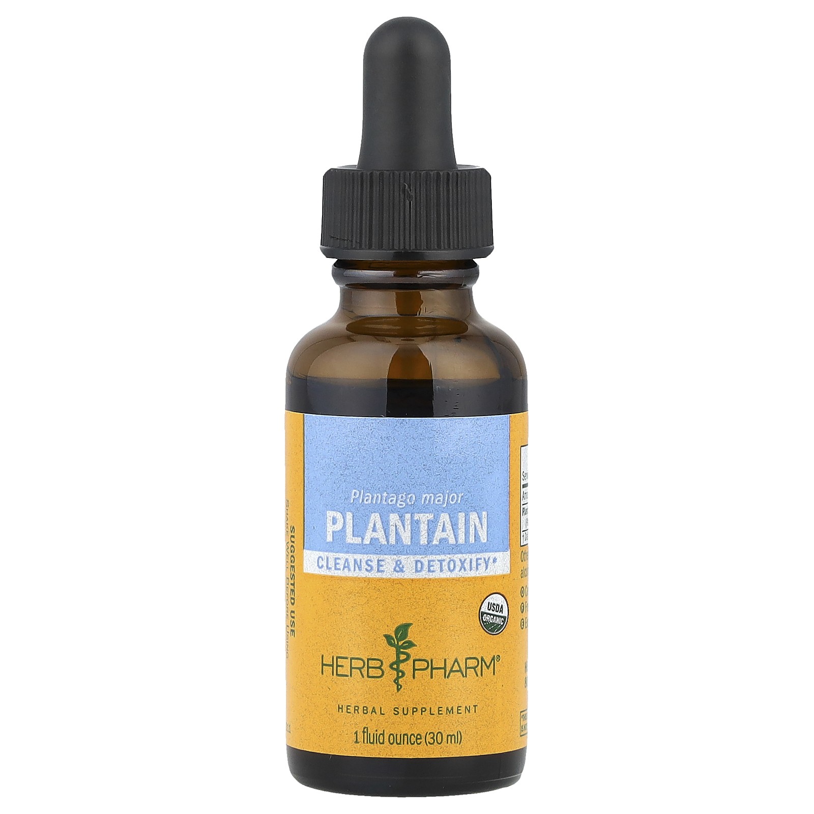 Herb Pharm Plantain Fresh Leaf 1 fl oz 30 ml Gluten-Free Organic 2890₽