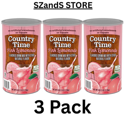 3 Pack Country Time Pink Lemonade Naturally Flavored Powdered Drink Mix 5.16 lbs