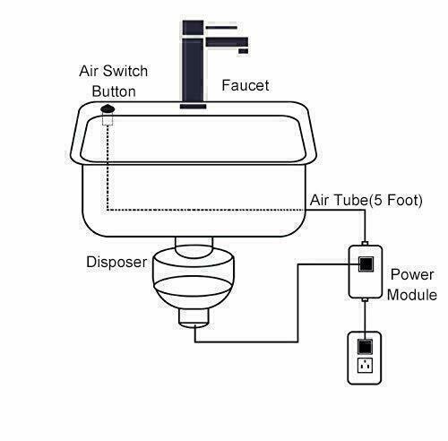 Kitchen Garbage Disposal Sink Top Air Switch Kit Brushed Single Outlet US Plug - Picture 8 of 9