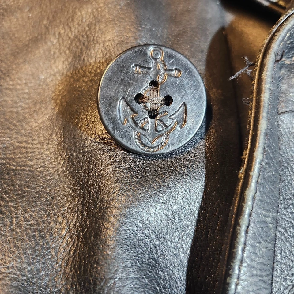 Abrigo de guisante vintage Express de cuero negro con botones con forro polar extraíble Foto 4 de 4