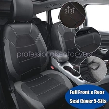 For Toyota Cloth Car Seat Covers Full Set 5-Sits Front & Rear Cushion Black&Gray