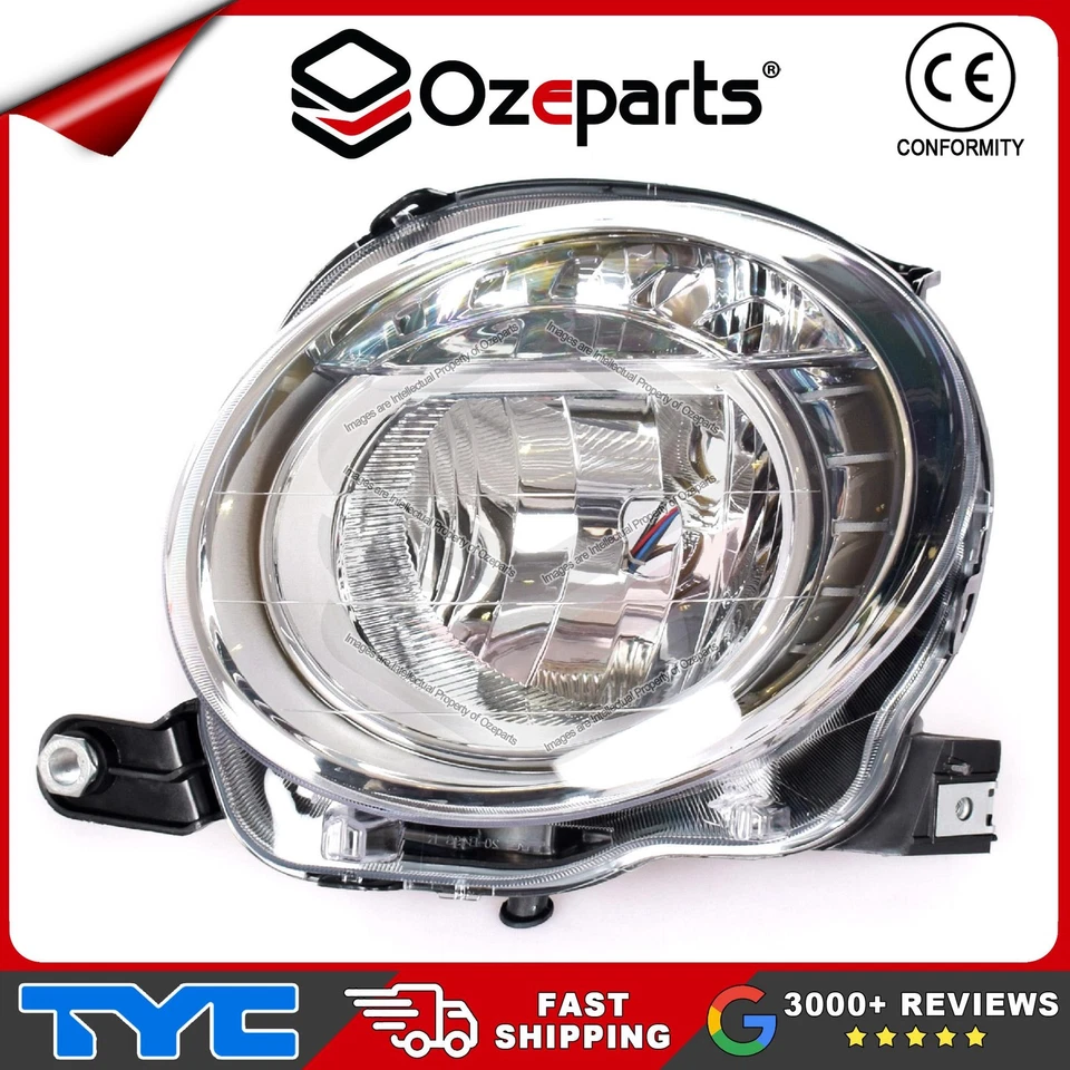 Set / Pair LH+RH Upper Head Light Lamp (Low Beam) For Fiat 500 500C 2008~2015 - Image 3 of 4