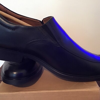 Clarks Mens Whiddon Step Black Leather Loafers Shoes 8.5  display picture 1